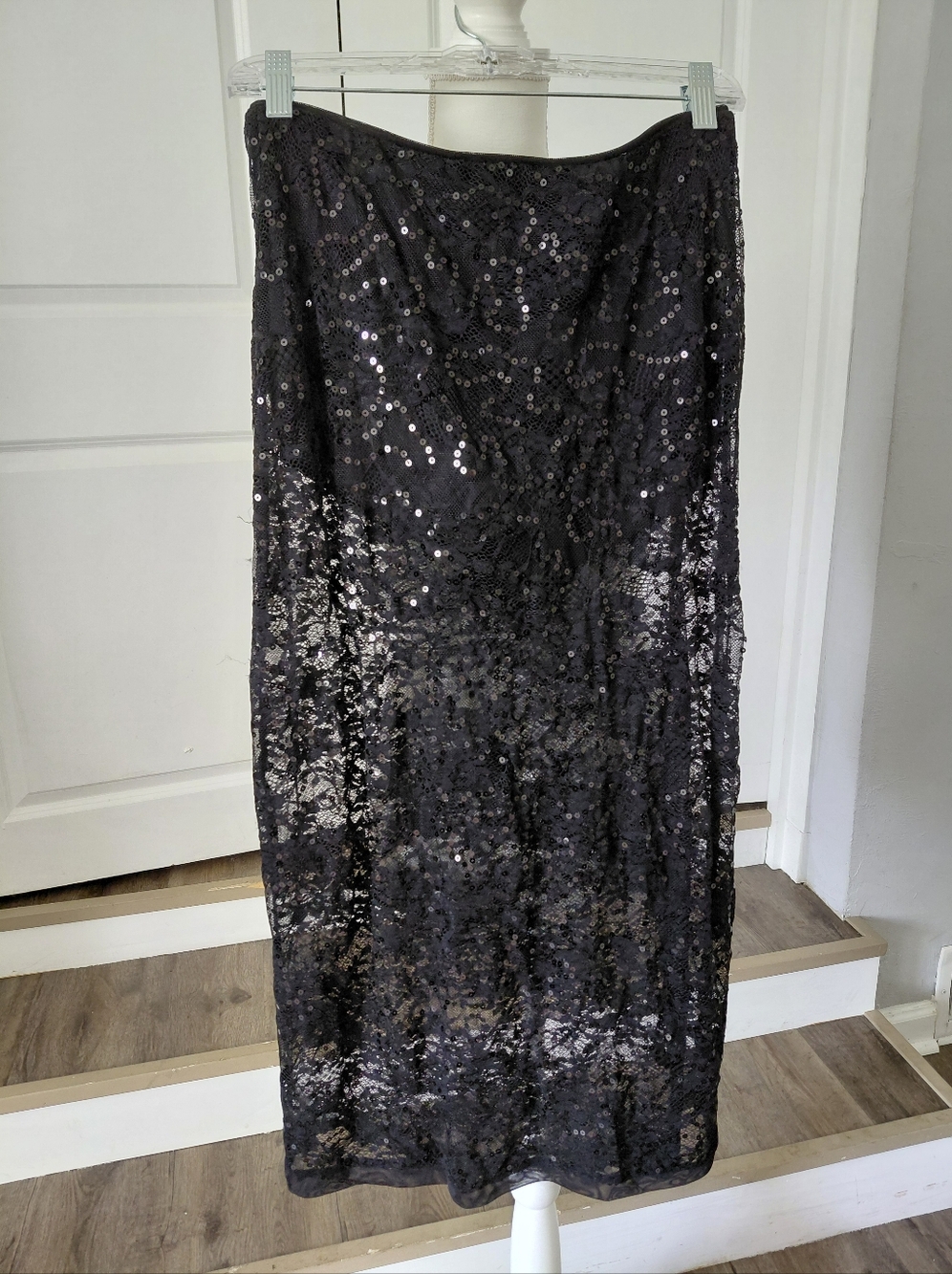 Wild Fable Womens Sheer Black Sequin Lace Maxi Skirt With Shorts  Size Sm NWT